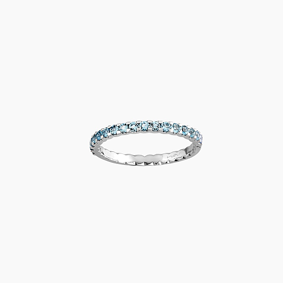0.34 CT Aquamarin Taşlı Yarımtur Beyaz Altın Yüzük - 2