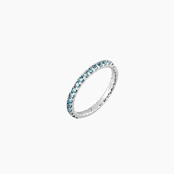 0.34 CT Aquamarin Taşlı Yarımtur Beyaz Altın Yüzük - 3