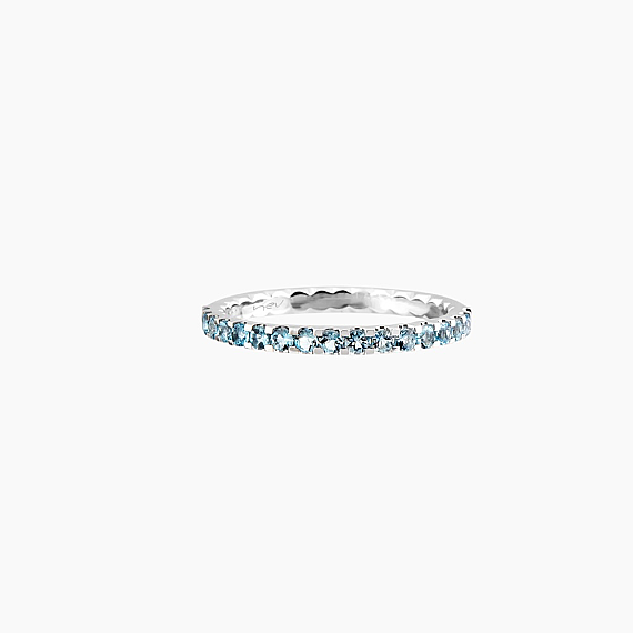 0.34 CT Aquamarin Taşlı Yarımtur Beyaz Altın Yüzük - 4