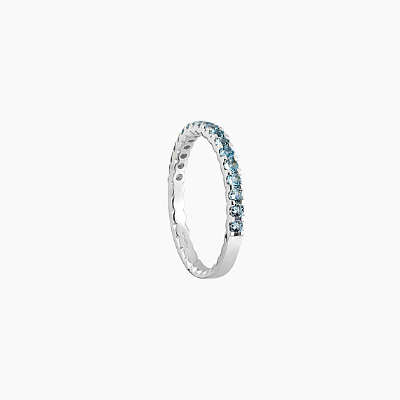 0.34 CT Aquamarin Taşlı Yarımtur Beyaz Altın Yüzük - 5