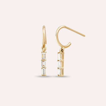 0.34 CT Baguette Cut Diamond Dangling Earring - Nev Jewellery