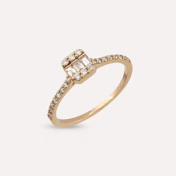 0.34 CT Baguette Cut Diamond Rose Gold Ring - 1