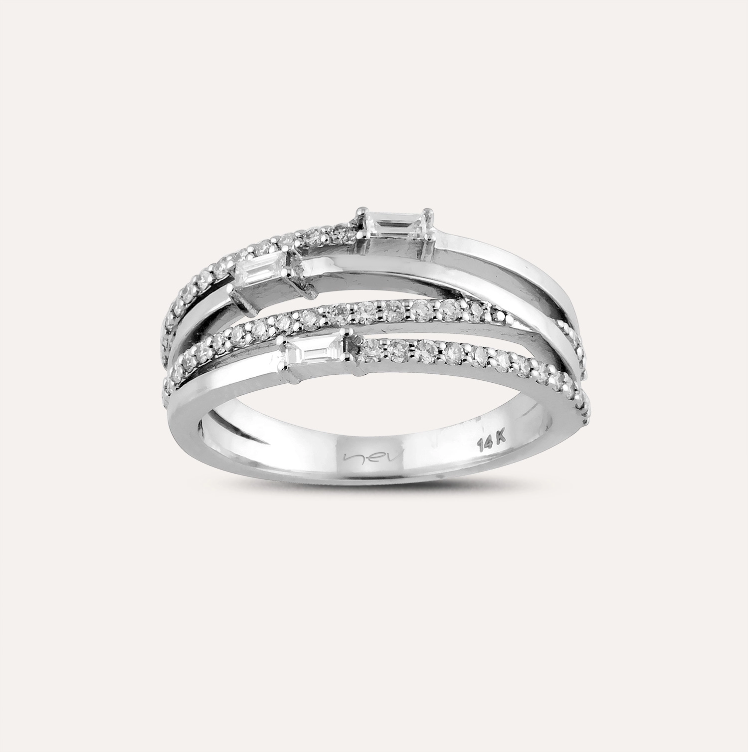 0.34 CT Baguette Cut Diamond White Gold Ring - 1