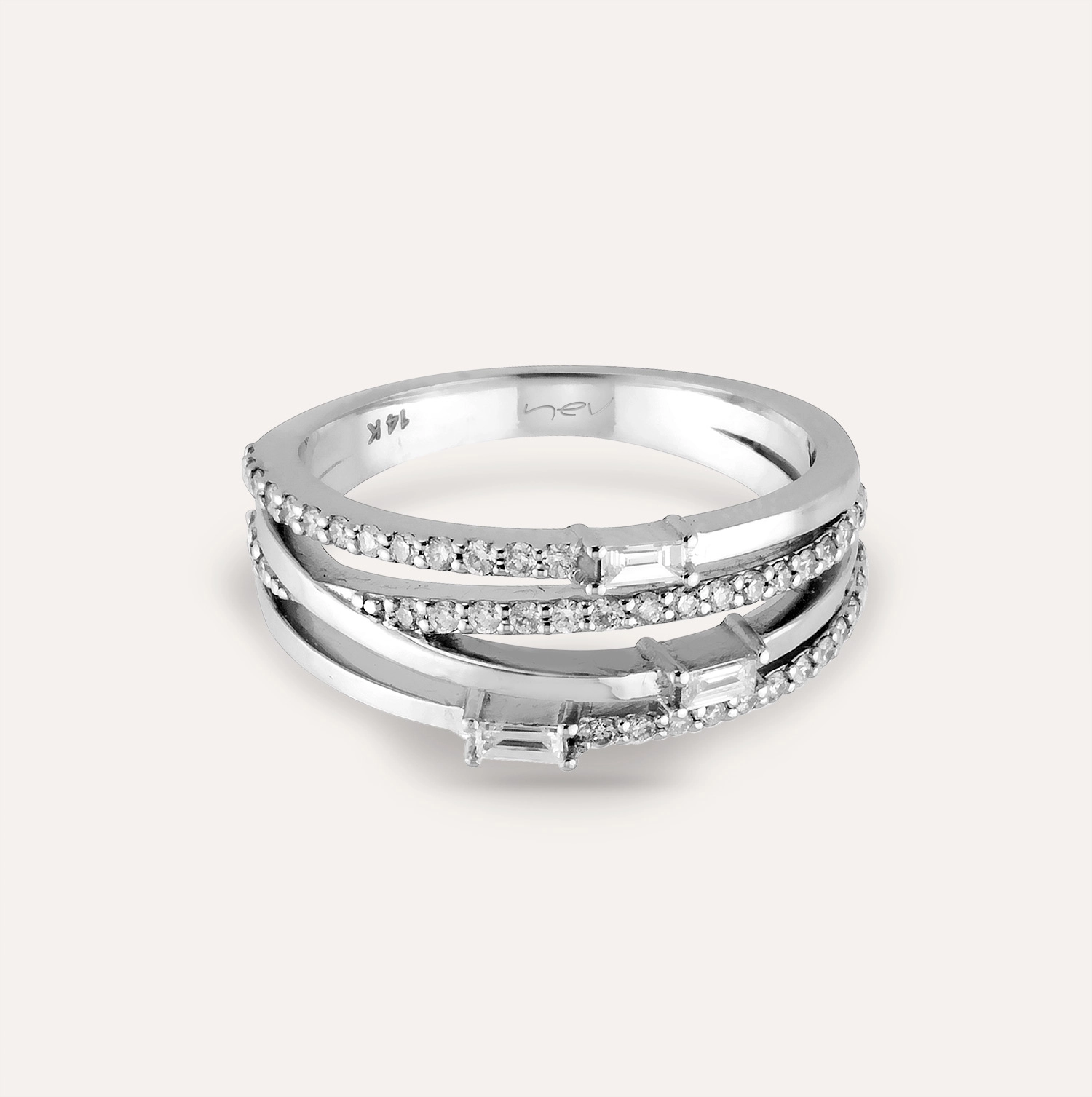 0.34 CT Baguette Cut Diamond White Gold Ring - 5