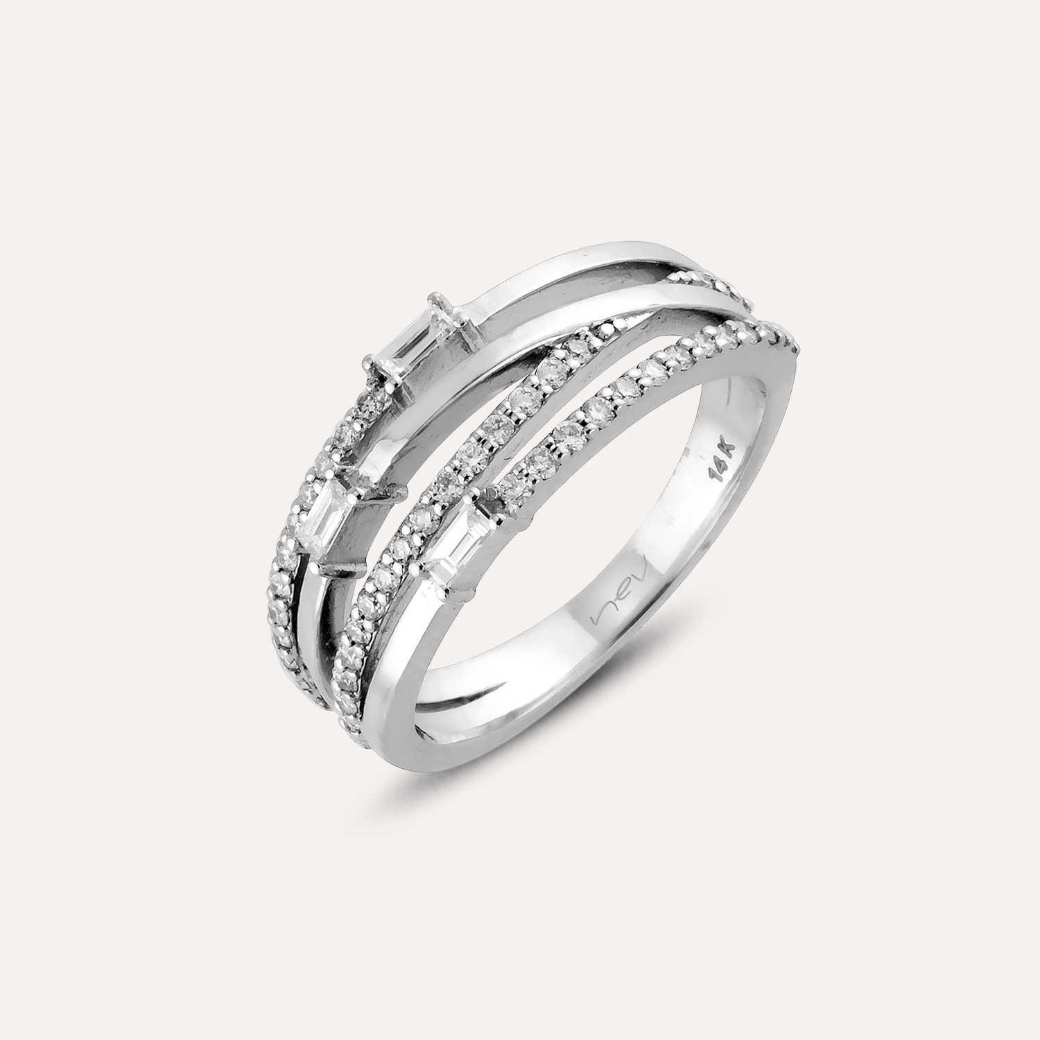 0.34 CT Baguette Cut Diamond White Gold Ring - 3