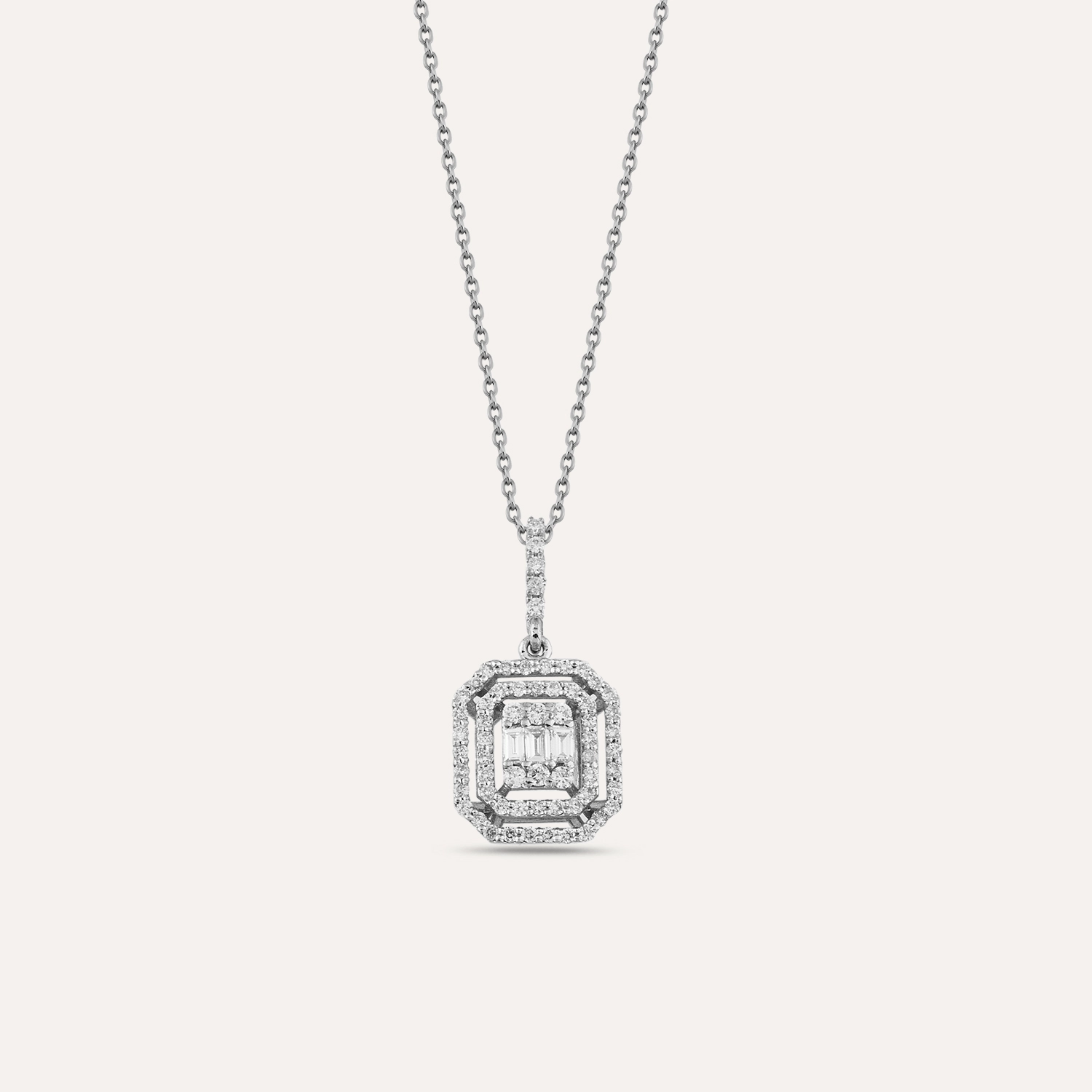 0.35 CT Baguette Cut Diamond White Gold Necklace - 1