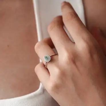 0.35 CT Emerald and Diamond White Gold Anturage Ring - Nev Jewellery (1)