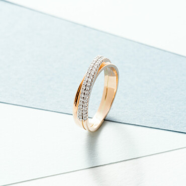 0.35 CT Pırlanta Taşlı Yarım Tur Rose Altın Yüzük - Nev Jewellery (1)