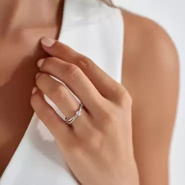 0.27 CT Damla Kesim Pırlanta Taşlı Beyaz Altın Yüzük - Nev Jewellery (1)