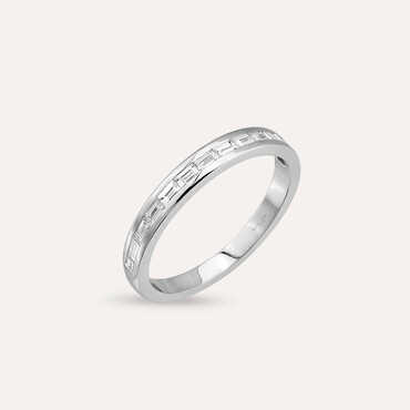 Sienna 0.36 CT Baget Pırlanta Taşlı Beyaz Altın Yarımtur Yüzük - Nev Jewellery