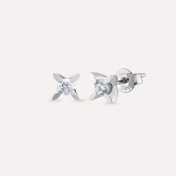 0.36 CT Diamond Solitaire White Gold Earring - 1