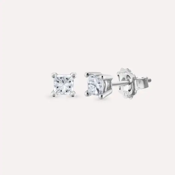 0.36 CT Diamond White Gold Solitaire Earring - 1