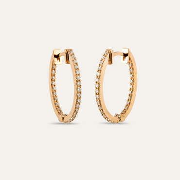 0.48 CT Pırlanta Taşlı Rose Altın Küpe - Nev Jewellery
