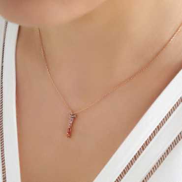 İ Harf 0.36 CT Siyah Pırlanta ve Multicolor Safir Taşlı Kolye - Nev Jewellery (1)