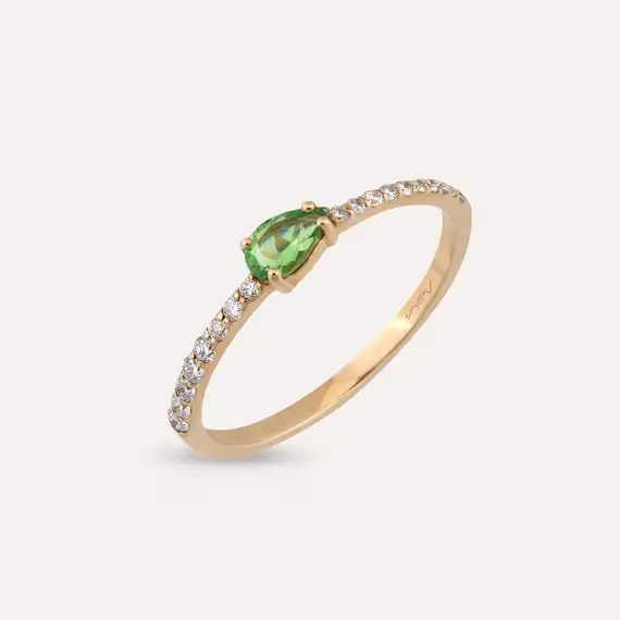 0.36 CT Tsavorite and Diamond Rose Gold Ring - 1