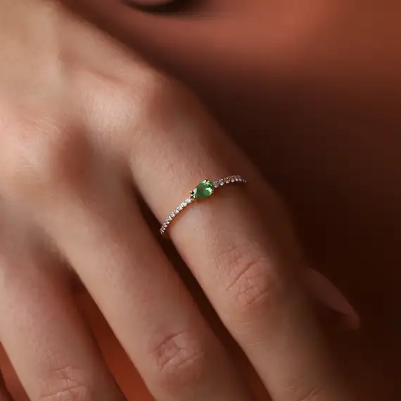 0.36 CT Tsavorite and Diamond Rose Gold Ring - 2