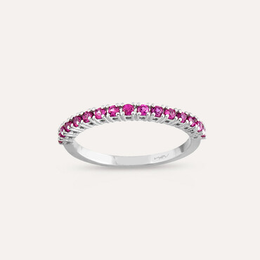 0.36 CT Yakut Taşlı Yarımtur Beyaz Altın Yüzük - Nev Jewellery (1)