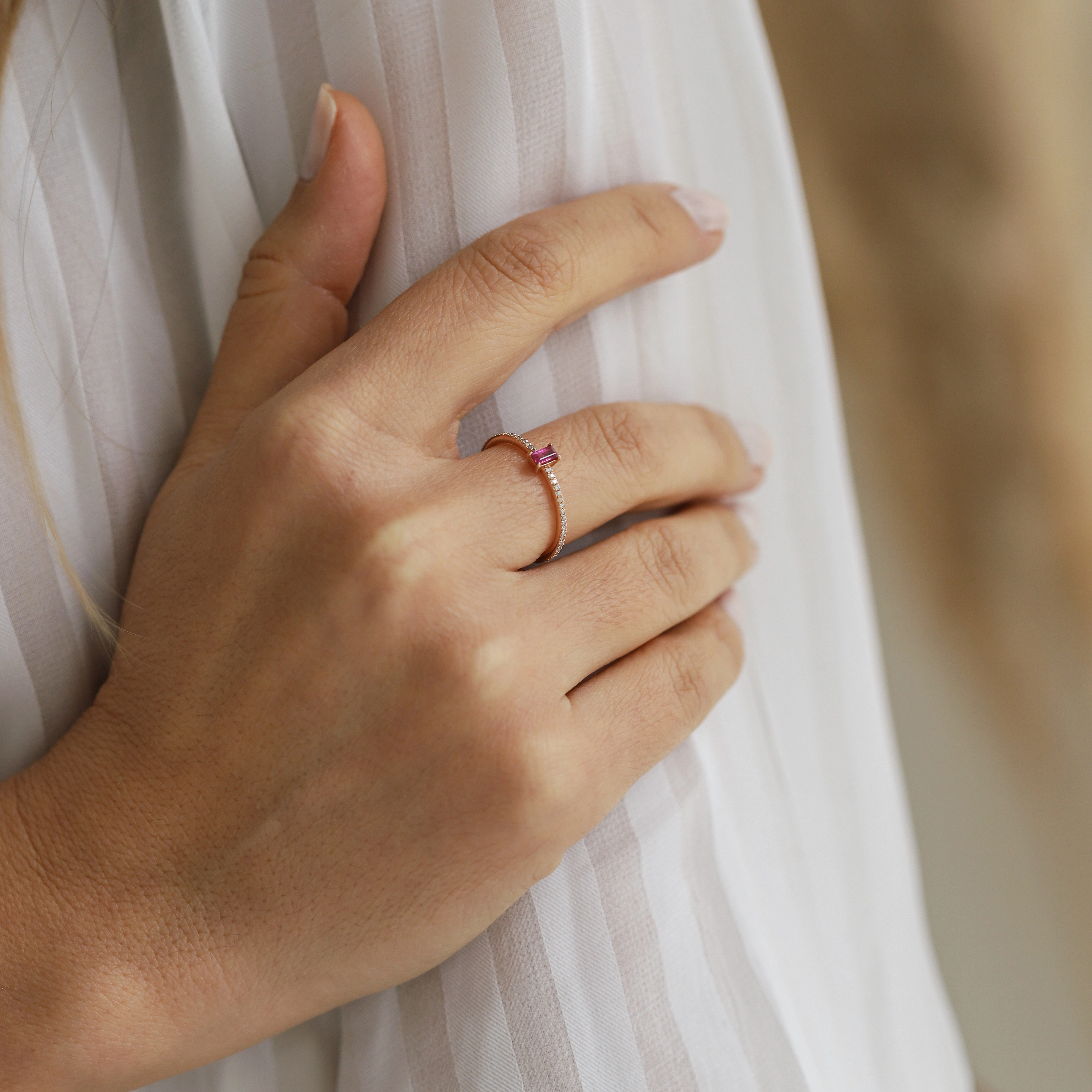 0.36 CT Yakut ve Pırlanta Taşlı Rose Altın Tamtur Yüzük - Nev Jewellery (1)