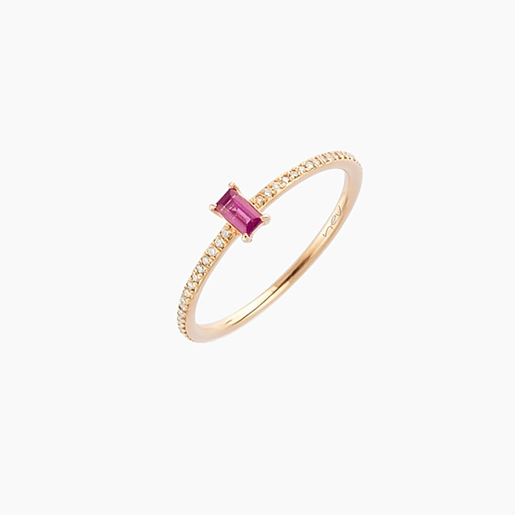 0.36 CT Yakut ve Pırlanta Taşlı Rose Altın Tamtur Yüzük - 3