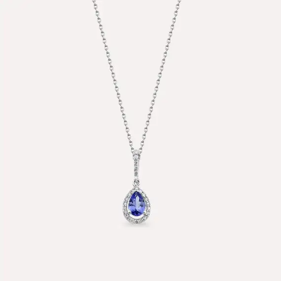 0.37 CT Tanzanite and Diamond White Gold Anturage Necklace - 1