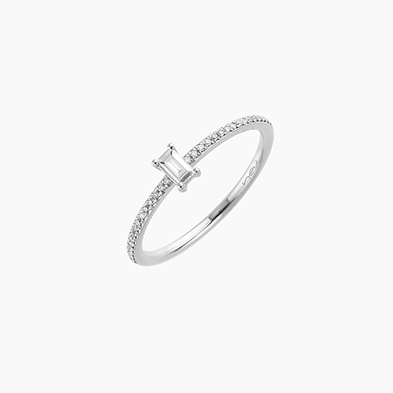 0.38 CT Baget Pırlanta Taşlı Beyaz Altın Yüzük - 3