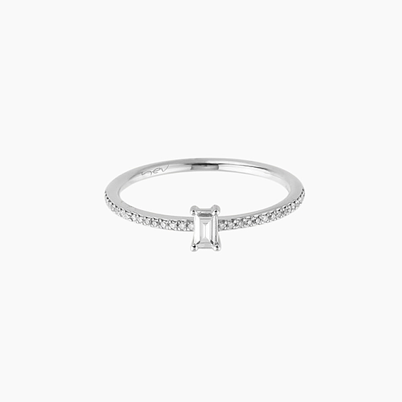 0.38 CT Baget Pırlanta Taşlı Beyaz Altın Yüzük - 4