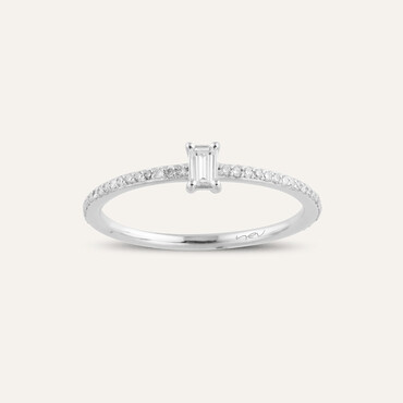 0.38 CT Baget Pırlanta Taşlı Beyaz Altın Yüzük - Nev Jewellery (1)