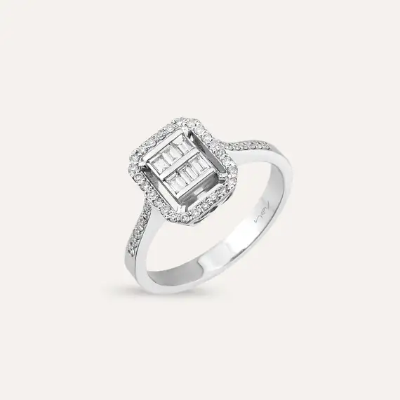 0.38 CT Baguette Cut Diamond White Gold Ring - 1