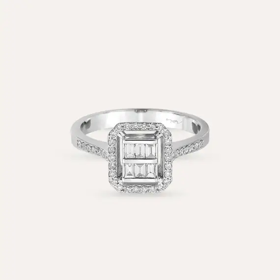 0.38 CT Baguette Cut Diamond White Gold Ring - 3