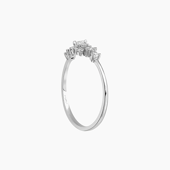 0.38 CT Damla Kesim Pırlanta Taşlı Beyaz Altın Yüzük - 3