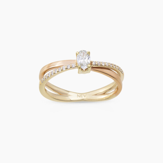 0.32 CT Oval Kesim Pırlanta Taşlı Sarmal Yüzük - Nev Jewellery