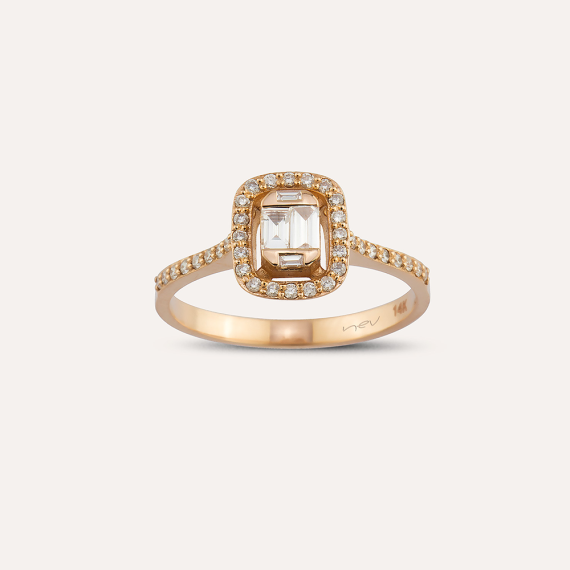 0.39 CT Baguette Cut Diamond Rose Gold Ring - 1