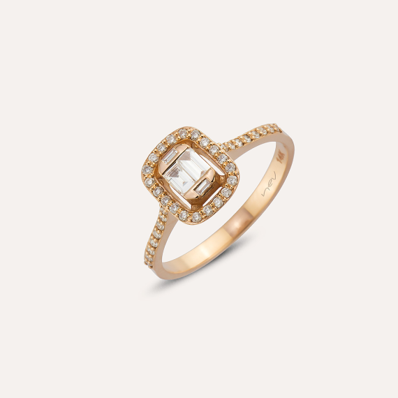 0.39 CT Baguette Cut Diamond Rose Gold Ring - 3
