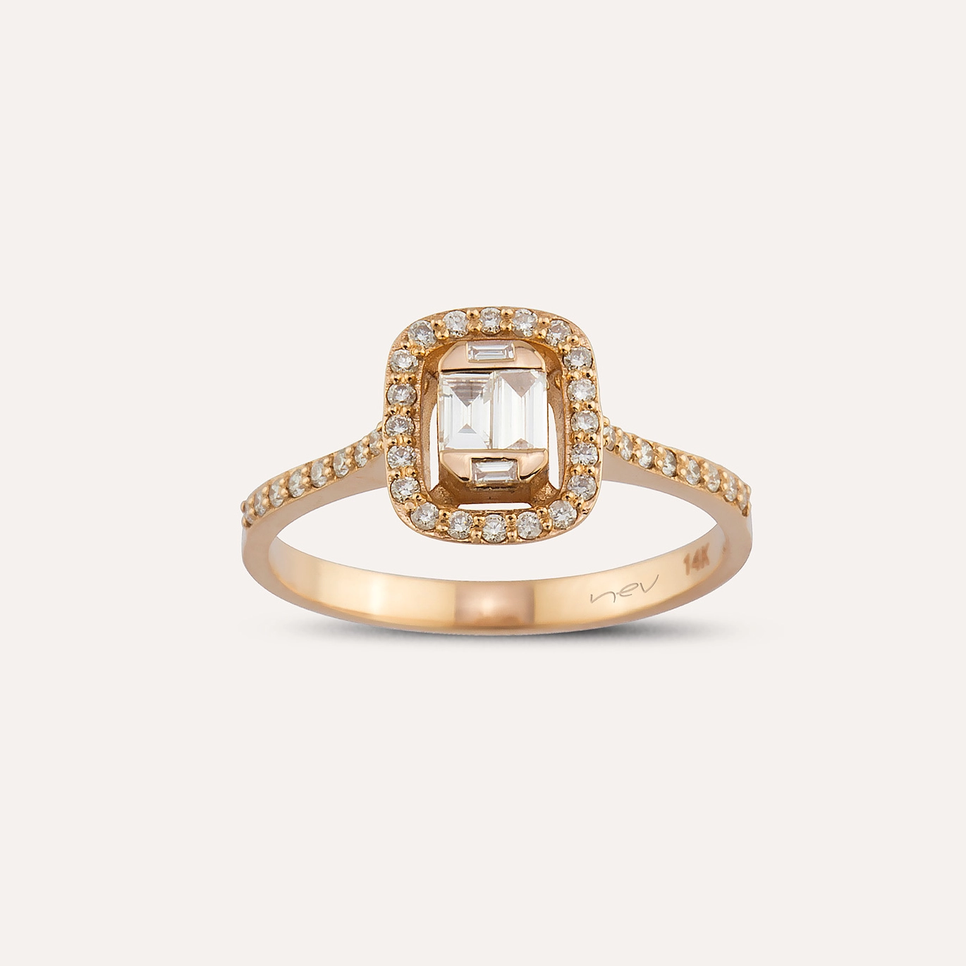 0.39 CT Baguette Cut Diamond Rose Gold Ring - 3