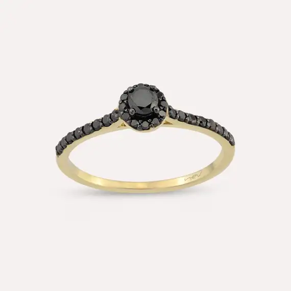 0.39 CT Black Diamond Yellow Gold Ring - 1