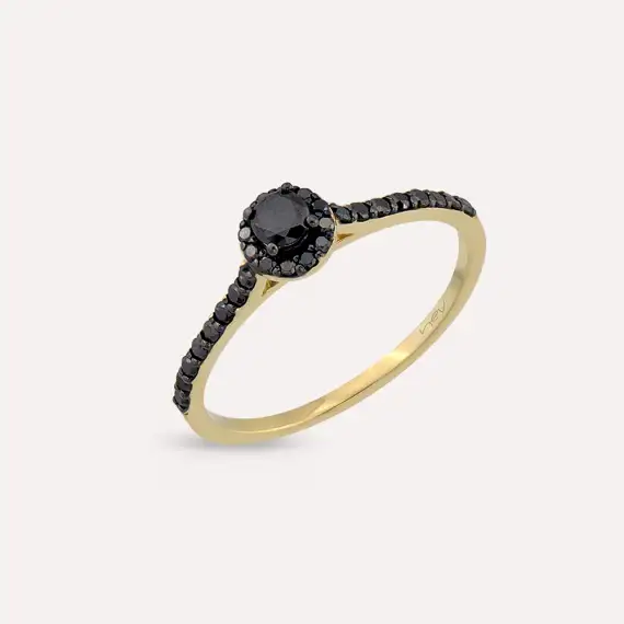 0.39 CT Black Diamond Yellow Gold Ring - 3