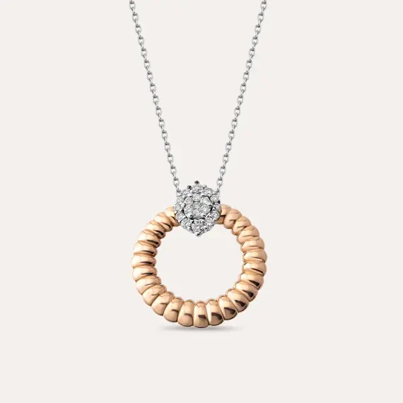 0.39 CT Diamond Rose and White Gold Necklace - 1