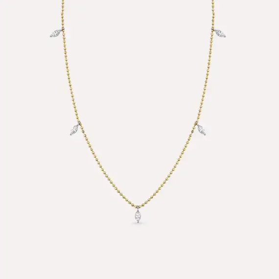 0.39 CT Marquise Cut Diamond Yellow Gold Necklace - 1