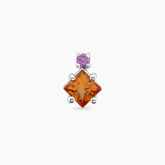 0.39 CT Multicolor Safir ve Pırlanta Taşlı Beyaz Altın Piercing - 3