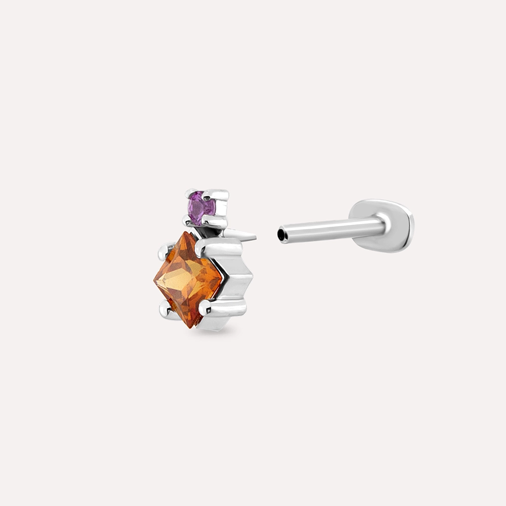 0.39 CT Multicolor Sapphire White Gold Piercing - 4