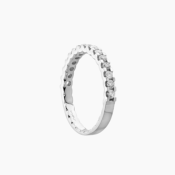 0.39 CT Pırlanta Taşlı Beyaz Altın Yarımtur Yüzük - 5
