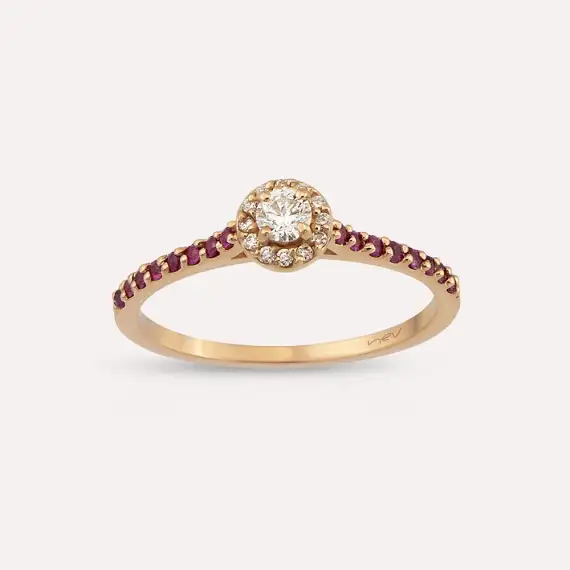 0.39 CT Ruby and Diamond Rose Gold Ring - 1