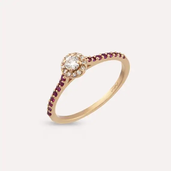 0.39 CT Ruby and Diamond Rose Gold Ring - 2