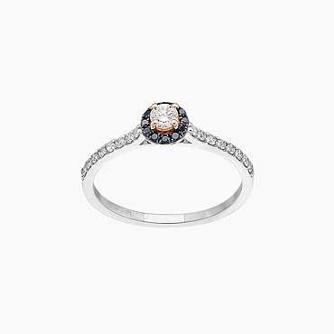 0.39 CT Siyah Pırlanta Taşlı Beyaz Altın Yüzük - Nev Jewellery