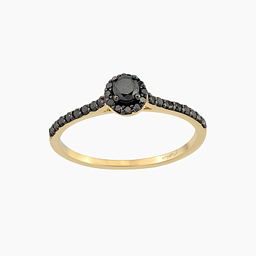 0.39 CT Siyah Pırlanta Taşlı Sarı Altın Yüzük - Nev Jewellery (1)