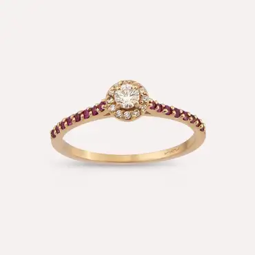 0.39 CT Yakut ve Pırlanta Taşlı Rose Altın Yüzük - Nev Jewellery (1)