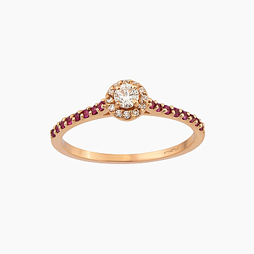 0.39 CT Yakut ve Pırlanta Taşlı Rose Altın Yüzük - Nev Jewellery (1)