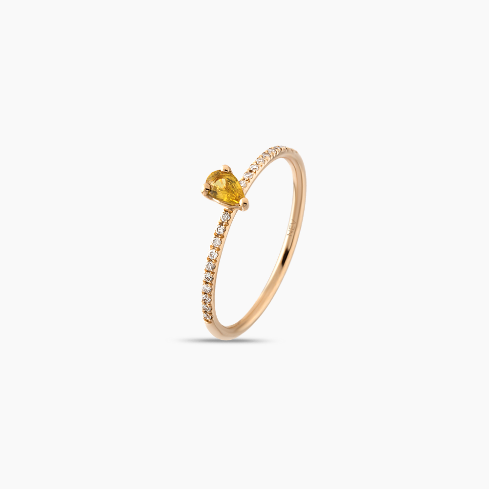 0.39 CT Yellow Sapphire and Diamond Rose Gold Ring - 1