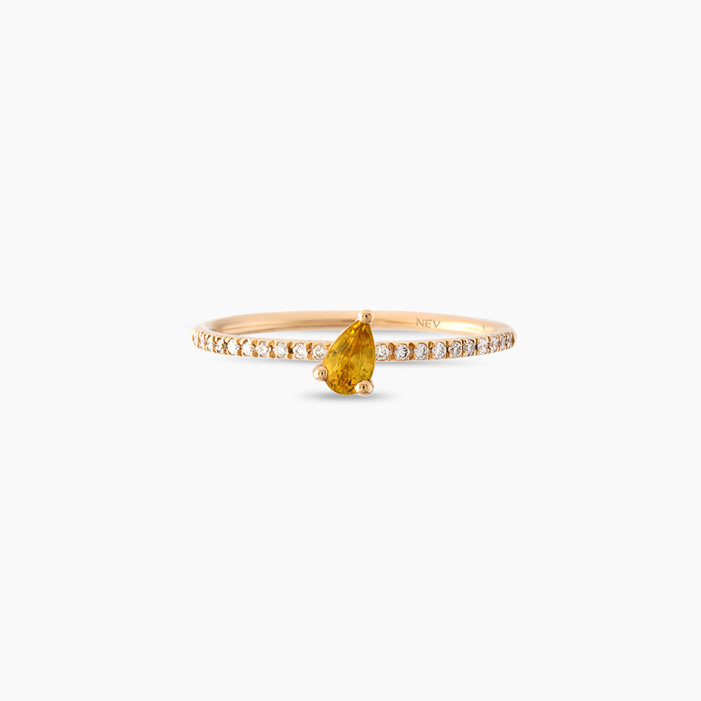 0.39 CT Yellow Sapphire and Diamond Rose Gold Ring - 4
