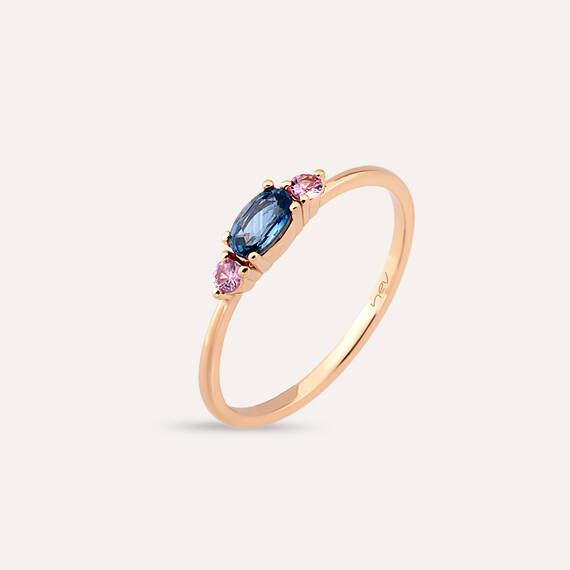 0.40 CT Blue and Pink Sapphire Rose Gold Ring - 1